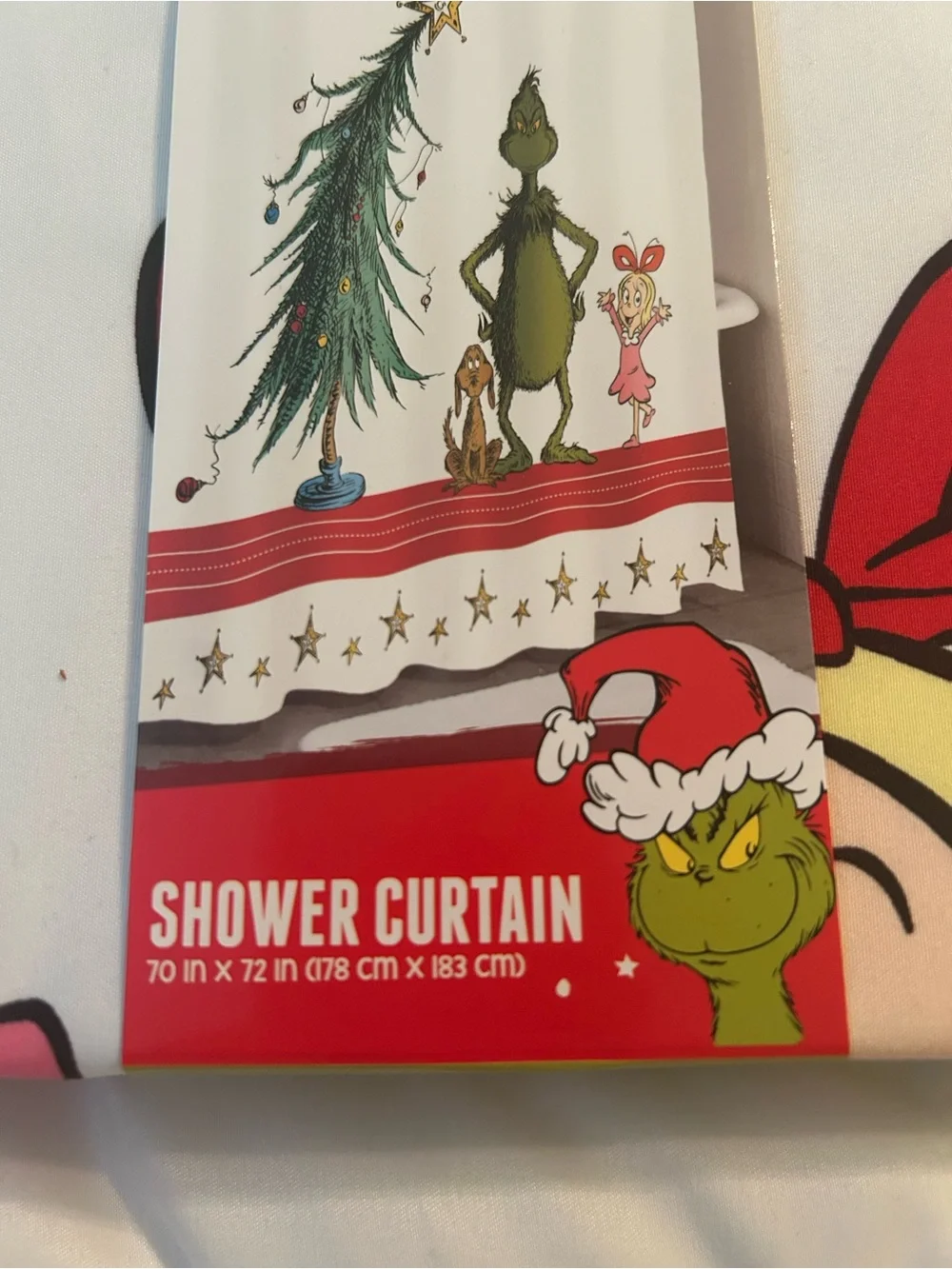 The Grinch Who Stole Christmas White Red Shower Curtain